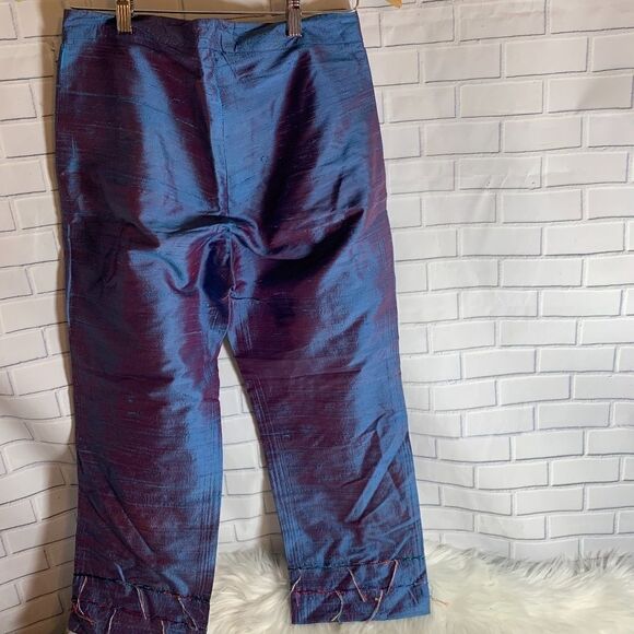 Tono Su Tono Irridescent Blue Slubbed Crop Pants - Picture 2 of 5
